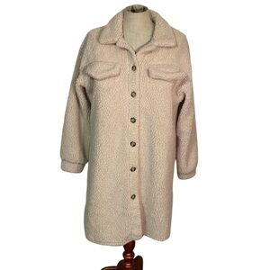 Unbranded women’s beige fleece long jacket. Size XL